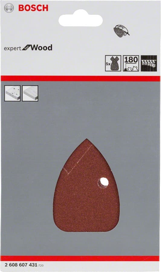 Conjunto de 5 folhas abrasivas multi b&d mouse grão 180 bosch