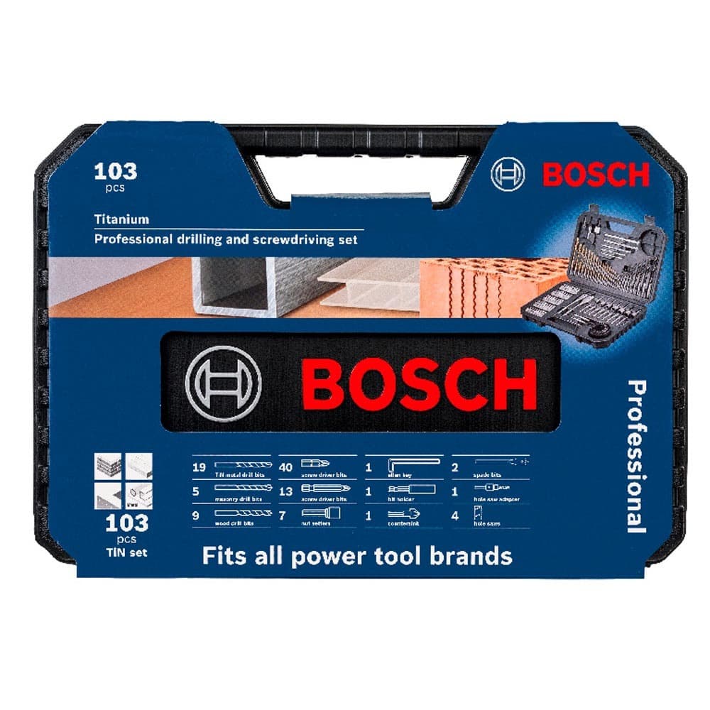 Estojo variado 103 peças bosch azul