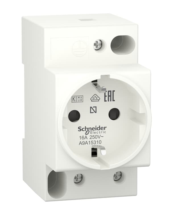 Tomada trilho din 2p+t schneider