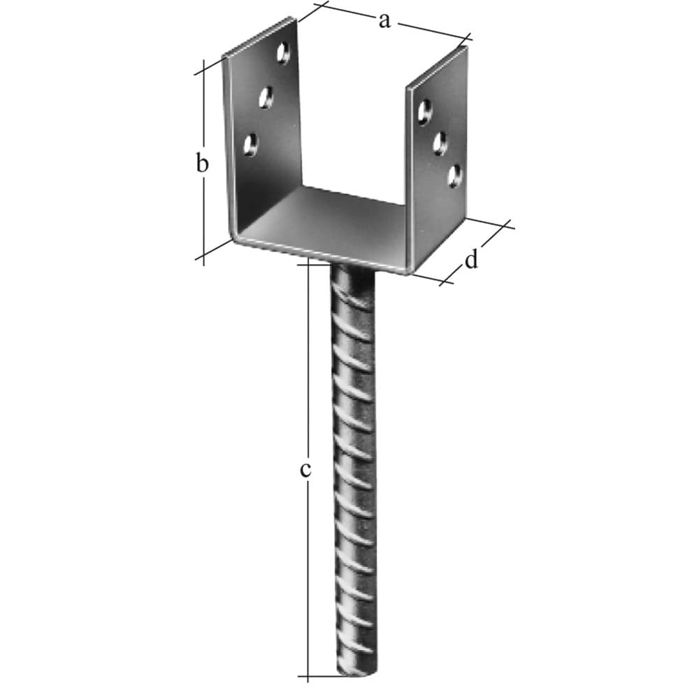 Fixação de enterrar para poste em "u"  u=75/100/60 alto: 200 mm