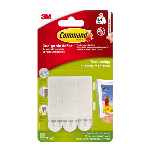 Tiras médias de fixação de quadros 4 uds 3m