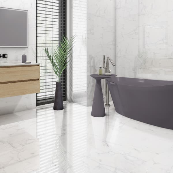 Pavimento porcelânico mármore branco polido 60x60cm aruma