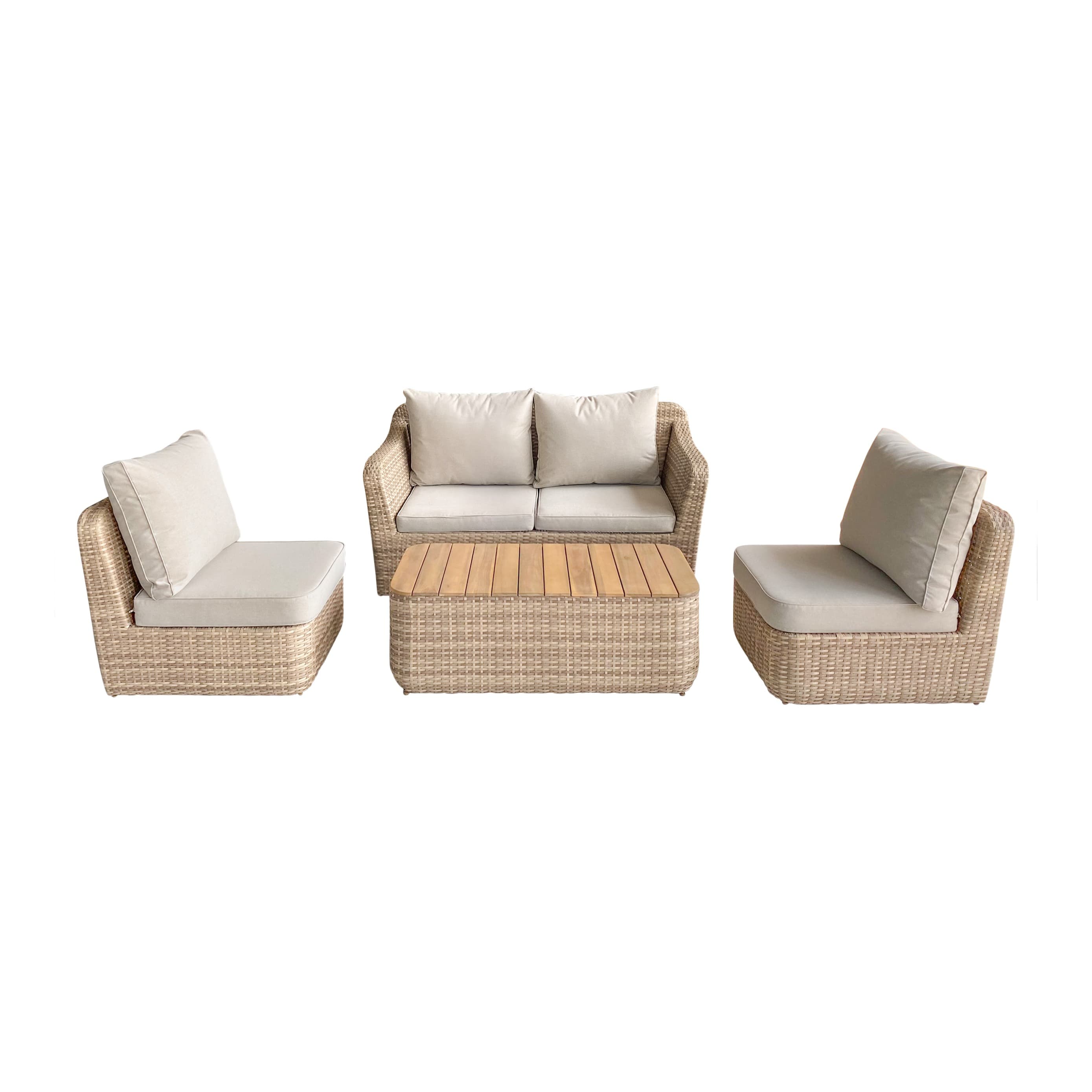 Conjunto de jardim de madeira de acácia para 4 pessoas elos goodhome