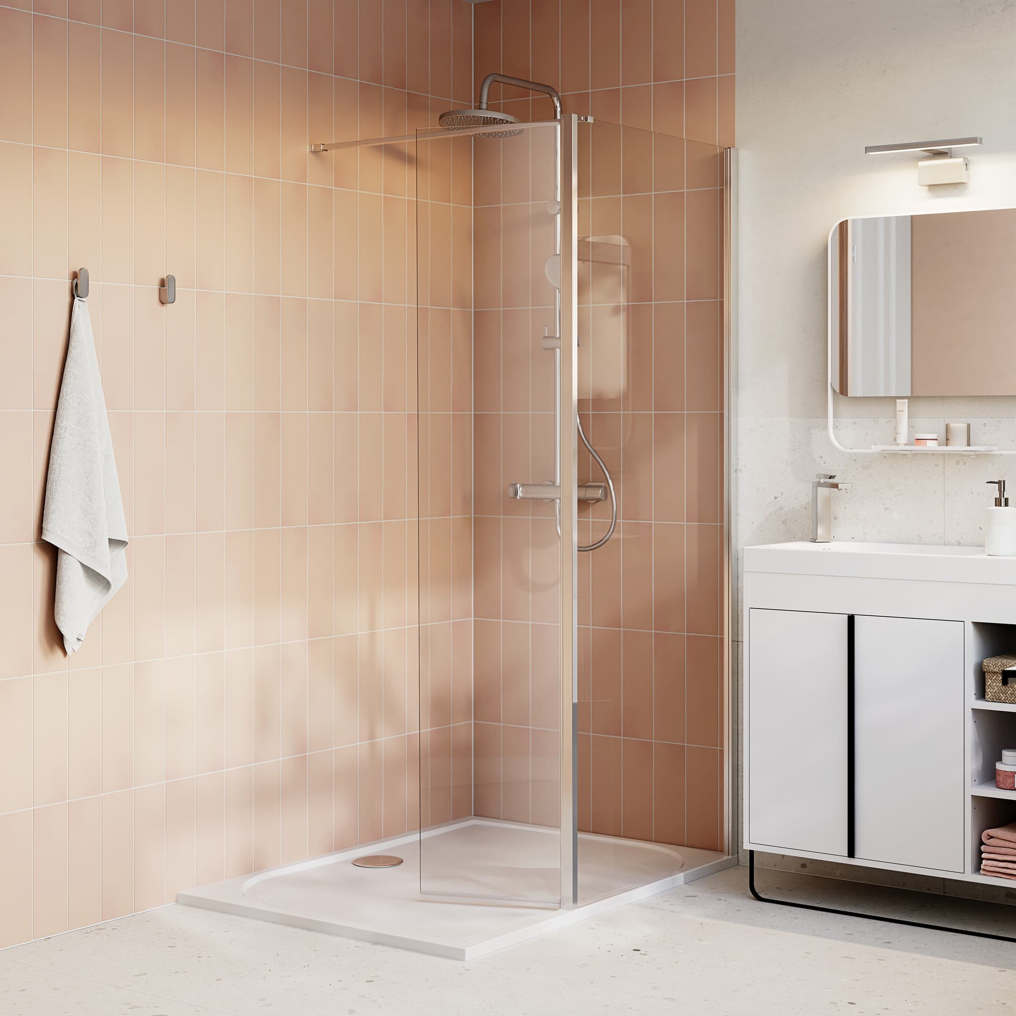 Painel italiano cromado com vidro transparente 80+40cm odalia