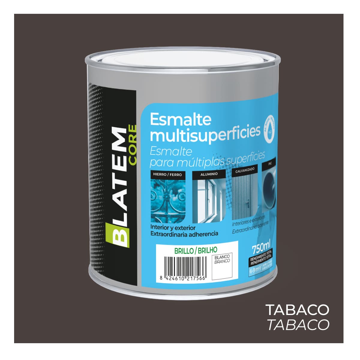 Esmalte multisuperfícies à base de água brilho tabaco 750ml blatem core