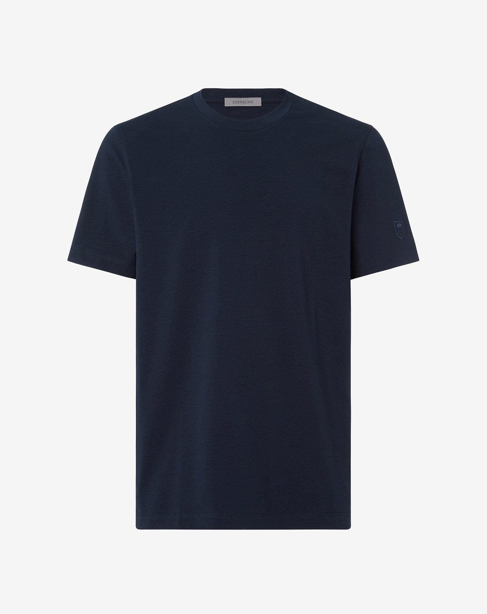Navy blue crew neck stretch cotton t-shirt