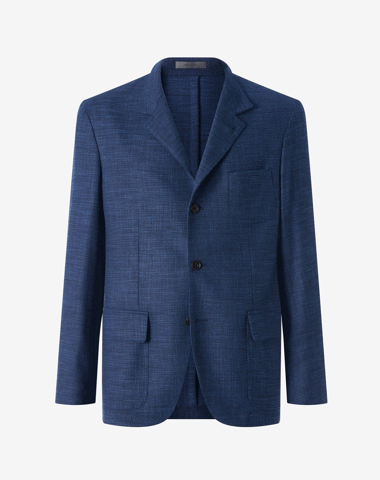 Navy blue wool, silk and stretch cotton jacket