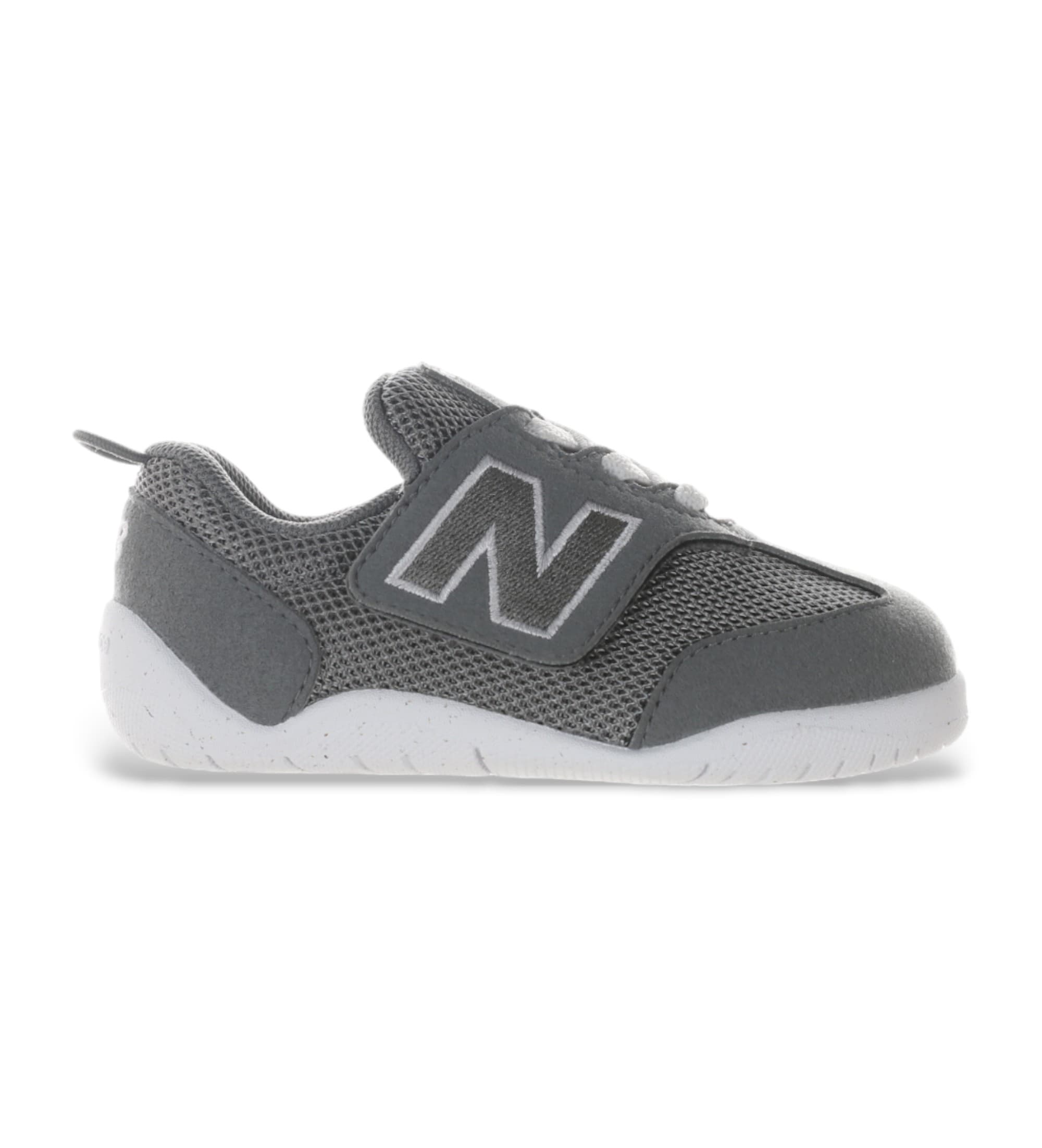 New Balance unisex for kids. NW1STV1 New-B First grey leather shoes (17 W), Flat, Velcro, Casual, children's fashion