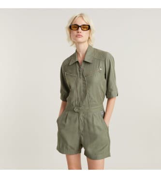 G-Star para mulher. D24585-D522-2199 Macacão com fecho de correr verde (L), Casual, Viscoso, Manga curta
