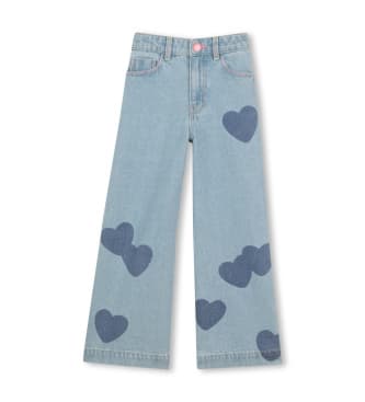 Billieblush para menina. U21877 Calças de ganga Coração azul (6Y= 114/119cm), Casual, Algodão, Denim, moda infantil