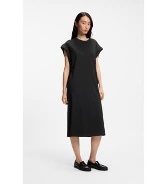 BOSS para mulher. 50540442 Vestido de malha preto com manga comprida (S), Casual, Modal, Manga curta