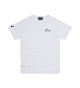 EA7 para menino. 8NBT22_BJEMZ T-Shirt Tennis Pro para rapaz em tecido técnico VENTUS7 branco (6años= 118cm), Casual, Poliamida, Manga curta