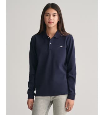 Gant unisex para criança. 905707 Pólo em piqué azul-marinho Shield (9/10años= 134/140cm), Casual, Algodão, Manga comprida, moda infantil