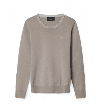Hackett London para menino. HK700853 Camisola bege Tipped Crew (3Años= 97cm), Algodão, Clássico, Taupe, moda infantil