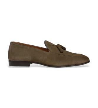 Hackett London para homem. HMS200093 Regal Tassel Leather Loafers castanho castanho esverdeado (42), Couro, Marrom, Plano, Nenhum, Casual, S