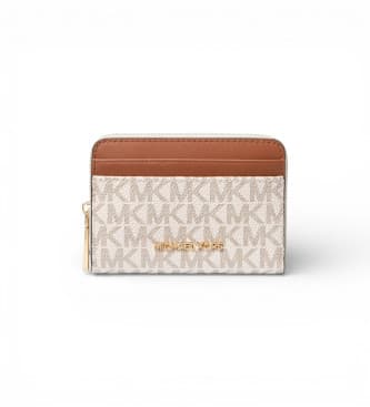 Michael Kors para mulher. 32T4GJ6Z5B Porta-cartões com logótipo Jet Set bege, castanho (OSFA), Casual, PVC