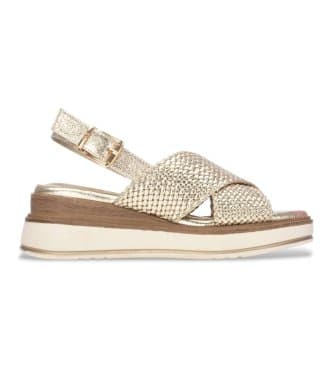 Xti para mulher. 14525201-ORO Sandálias 145252 douradas (40), Ouro, Tecido, 3 a 5cm, Fivela, Casual, Esportivo