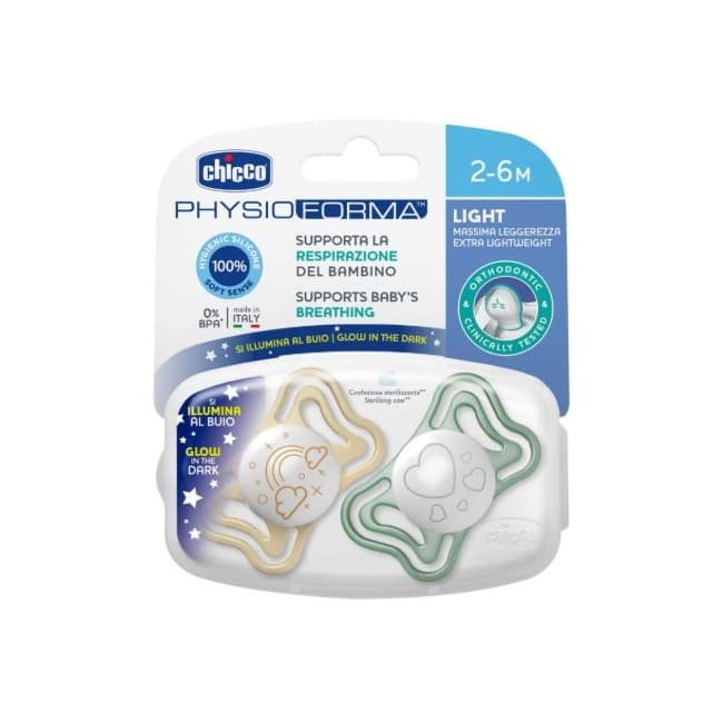 Chicco - Chicco Succhietto Light Lumi Silicone 2-6m 2 Pezzi