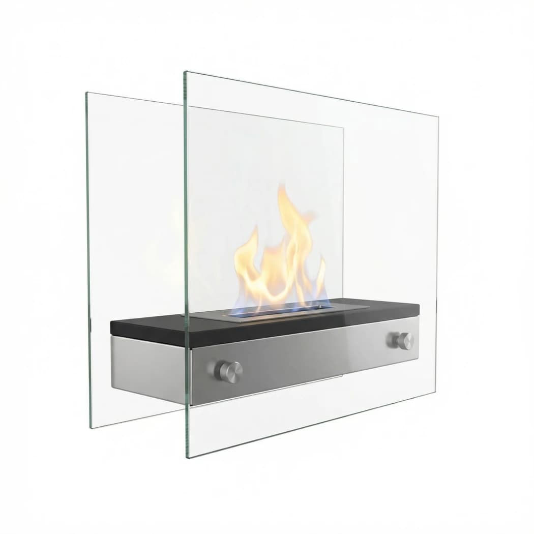 ScandiFlames Merton - Lareira a Bioetanol Independente para Mesa ou Chão - Lareira Elegante com Painéis de Vidro - Manutenção Fácil