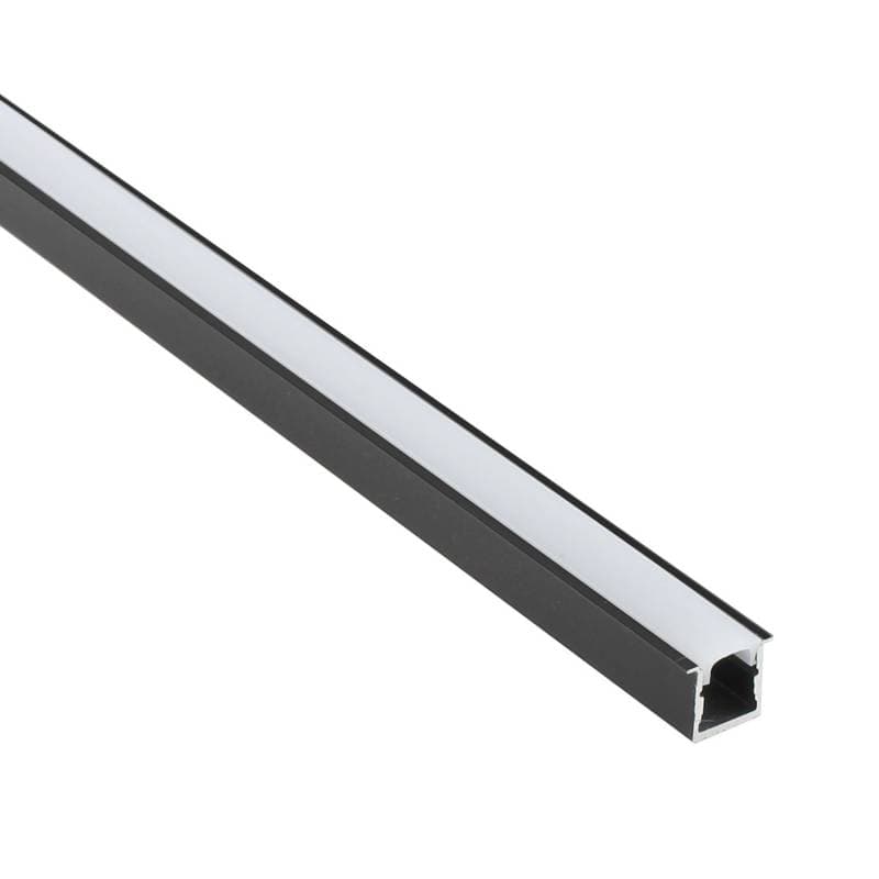 Kit - perfil aluminio ekub 1010 para fitas led 2 metros preto. Loja Online LEDBOX. Perfis para fitas Led > Perfis encastrados