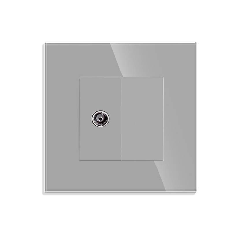 Conector tv frente de cristal cinza koob. Loja Online LEDBOX. Sistemas de controle > Mecanismos KOOB