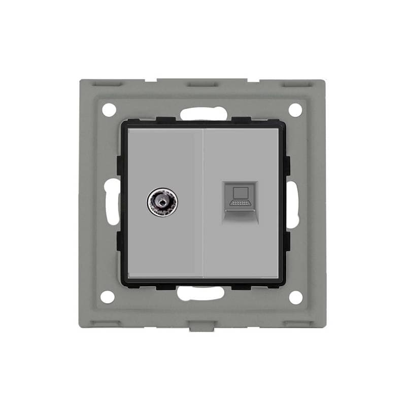 Conector rj45 cat6 + tv cinza. Loja Online LEDBOX. Sistemas de controle > Mecanismos KOOB