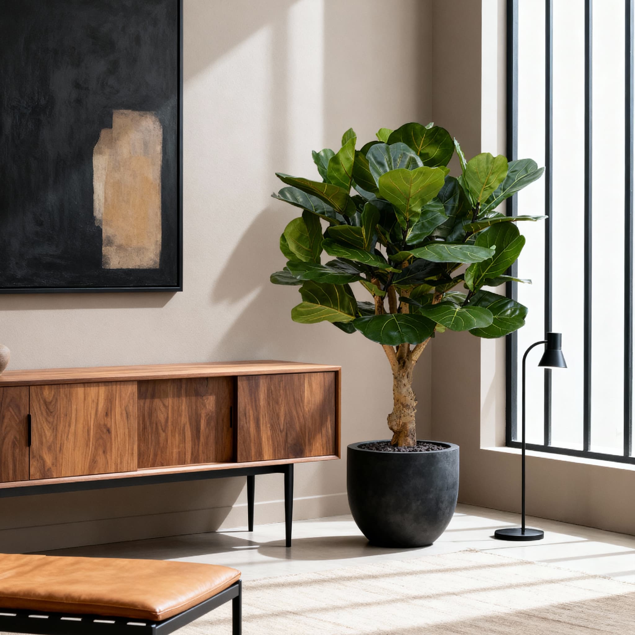 Lyrata deluxe planta artificial no caule 125cm