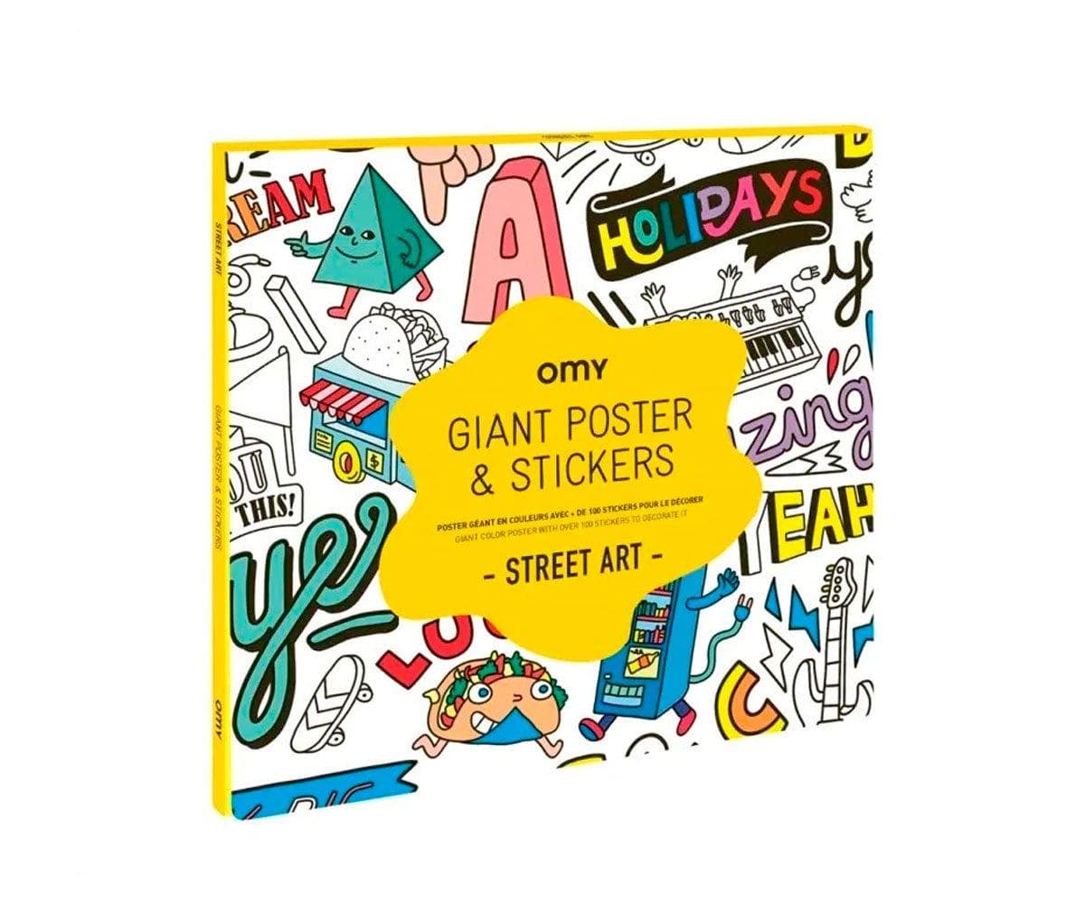 Pôster XL Omy+adesivos de arte de rua