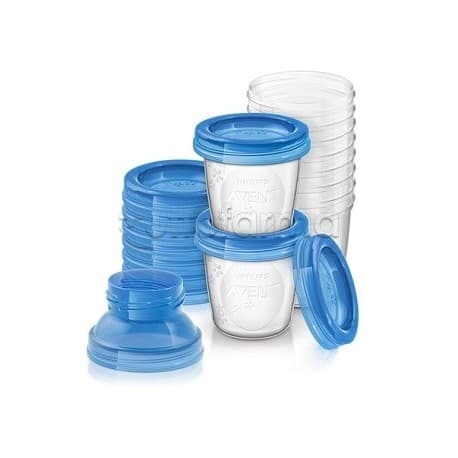 Avent Set Completo Sistema Via per Conservazione Latte Materno 10 Vasetti da 180ml