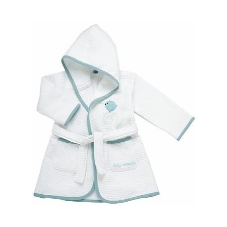Chicco Accappatoio Piquet Azzurro Uccellino per Bambini 12 Mesi con Cappuccio e Tasche