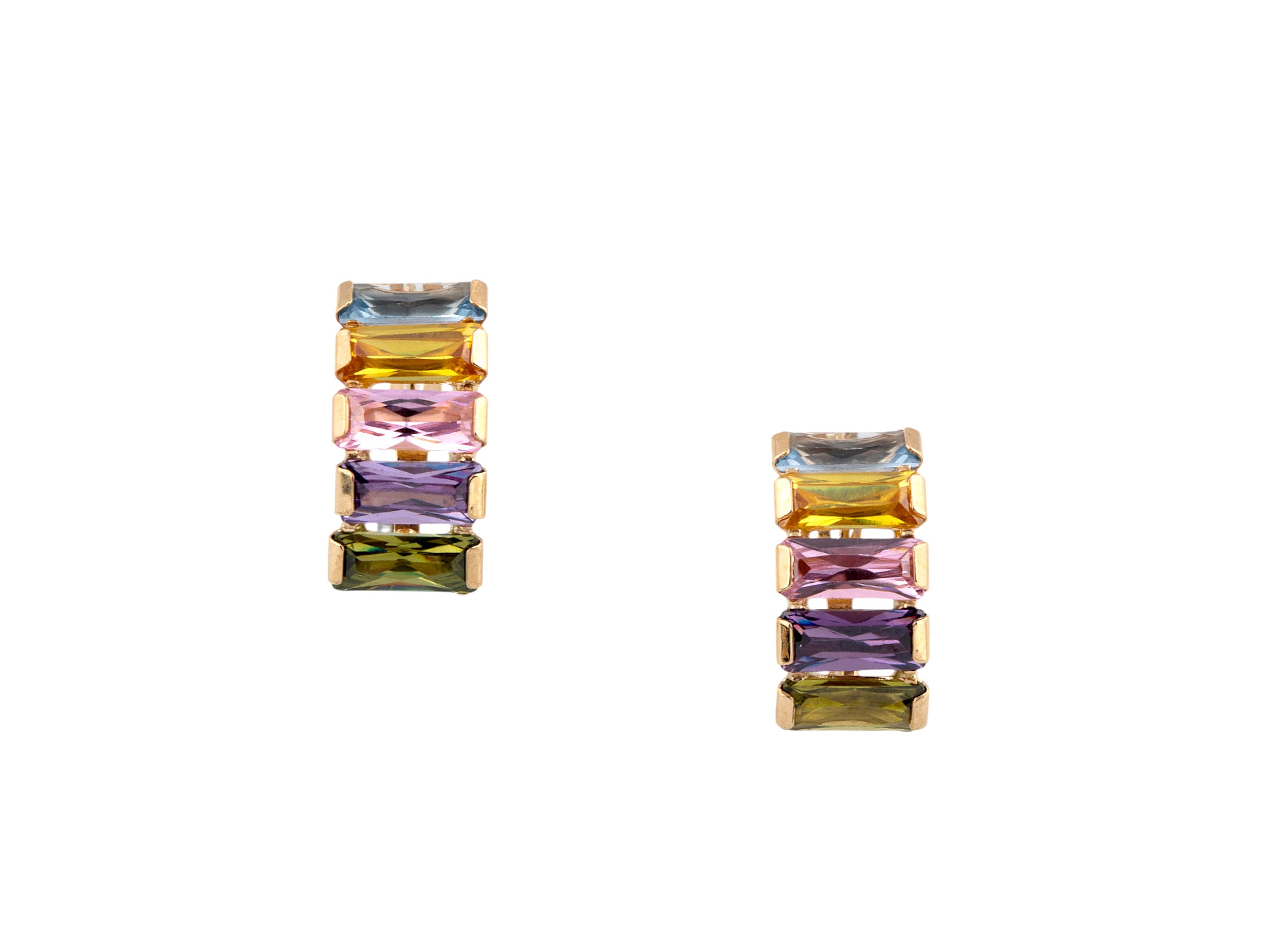Brincos ouro 18k com pedra con circonita