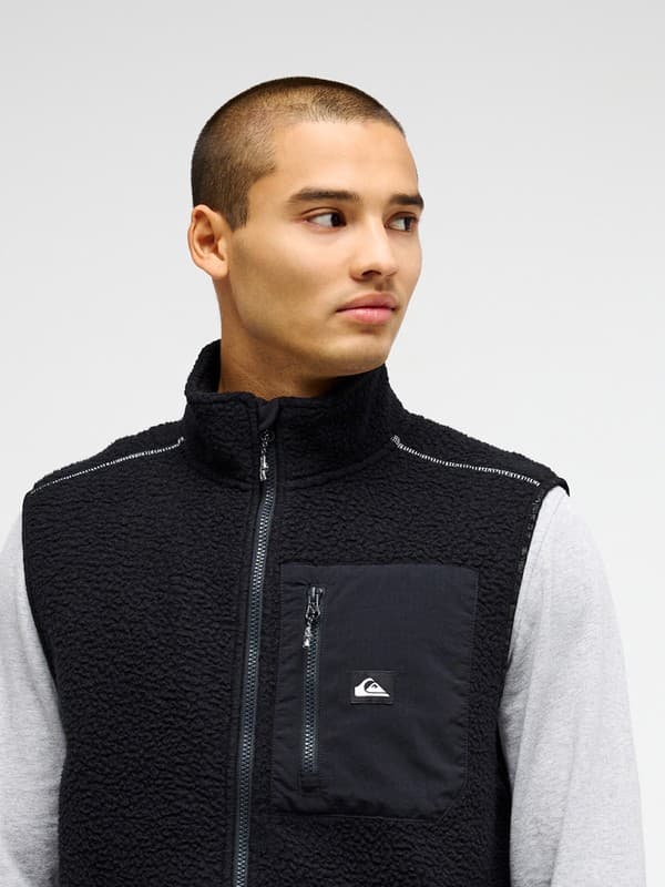Clean Coast Gilet - Colete de velo com fecho de correr completo Preto homem