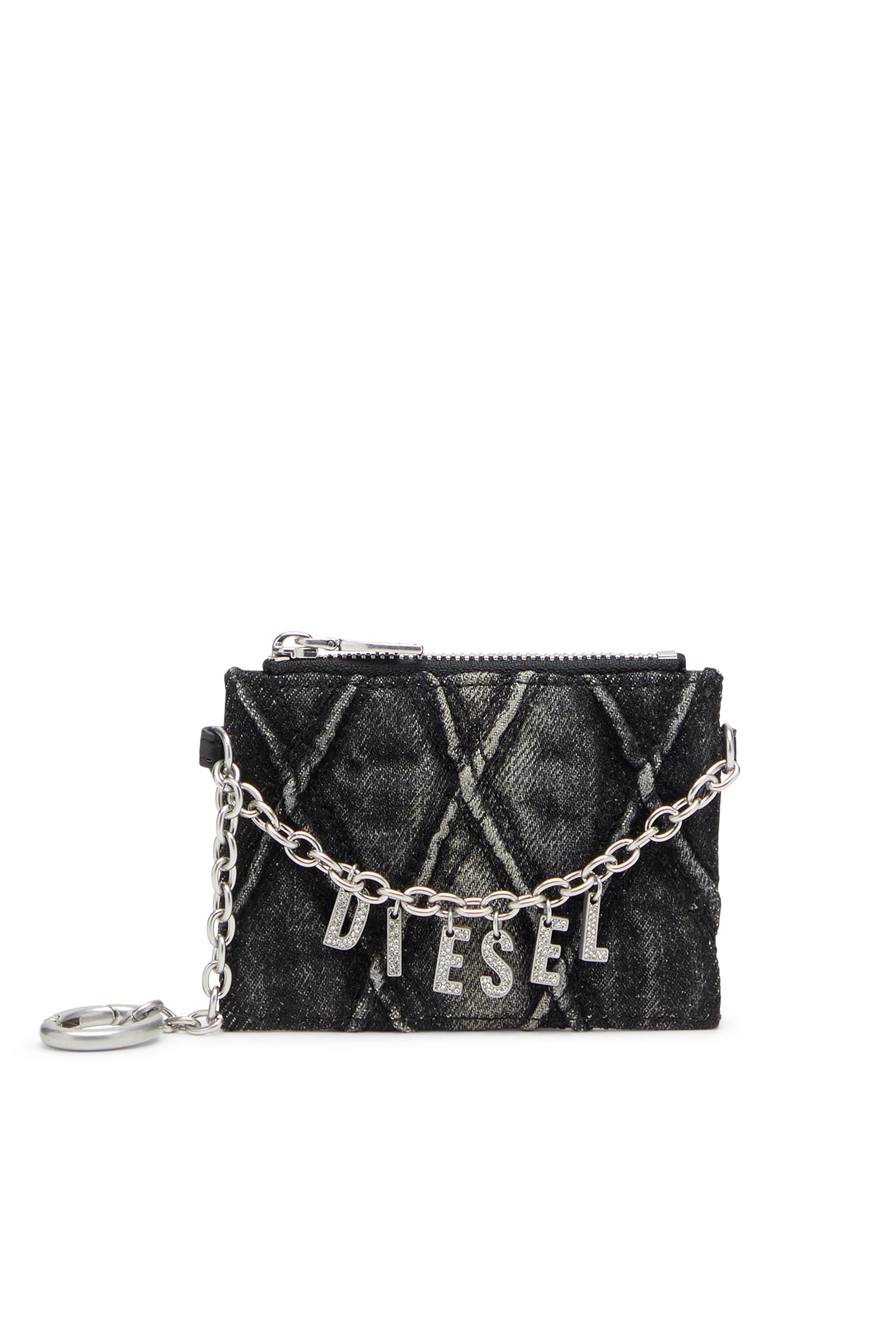 Diesel - Card holder with chain and zip coin pocket - Card cases - Woman - Grey