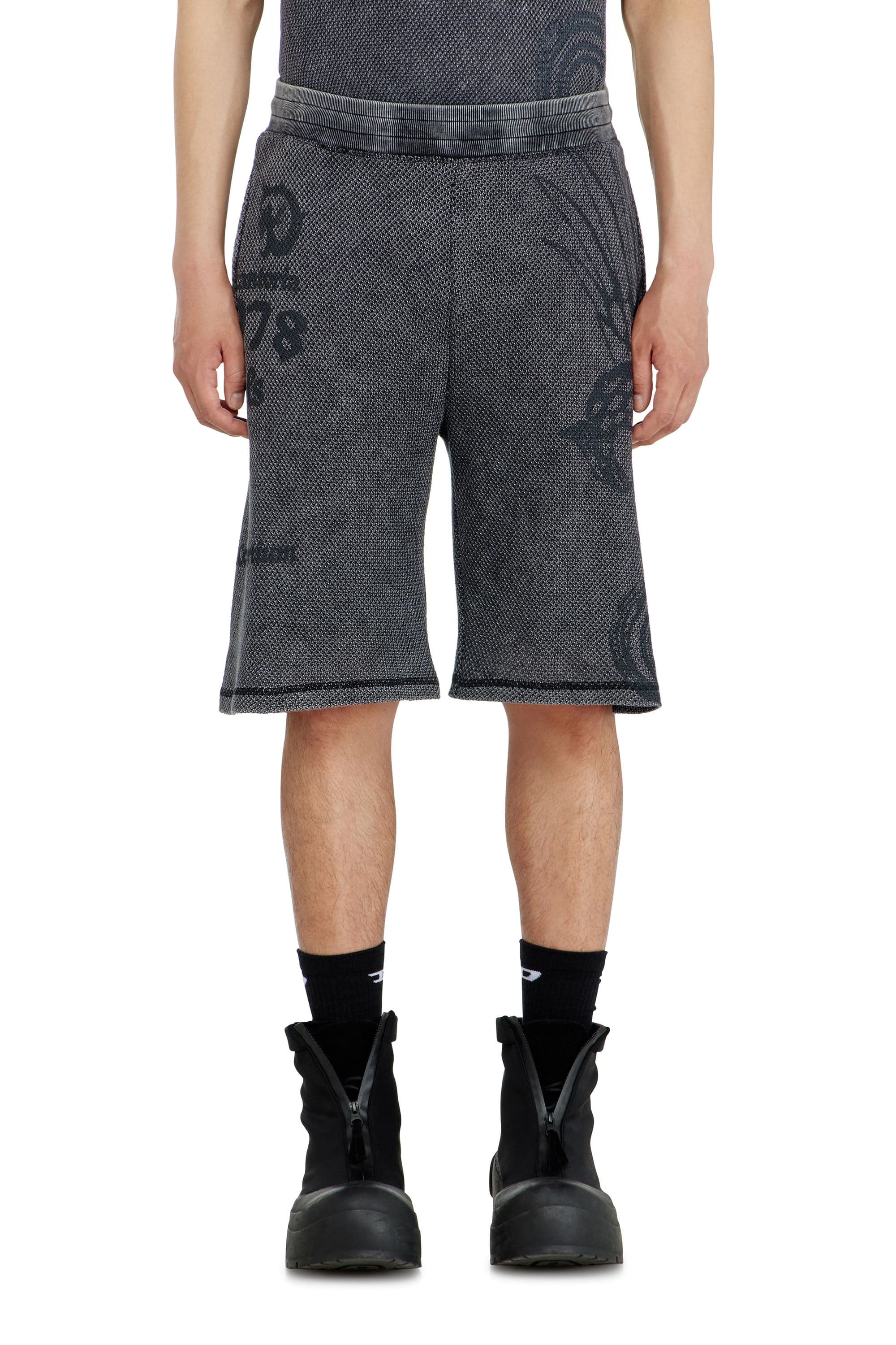 Diesel - Mesh cotton sweatshorts with prints - Shorts - Man -