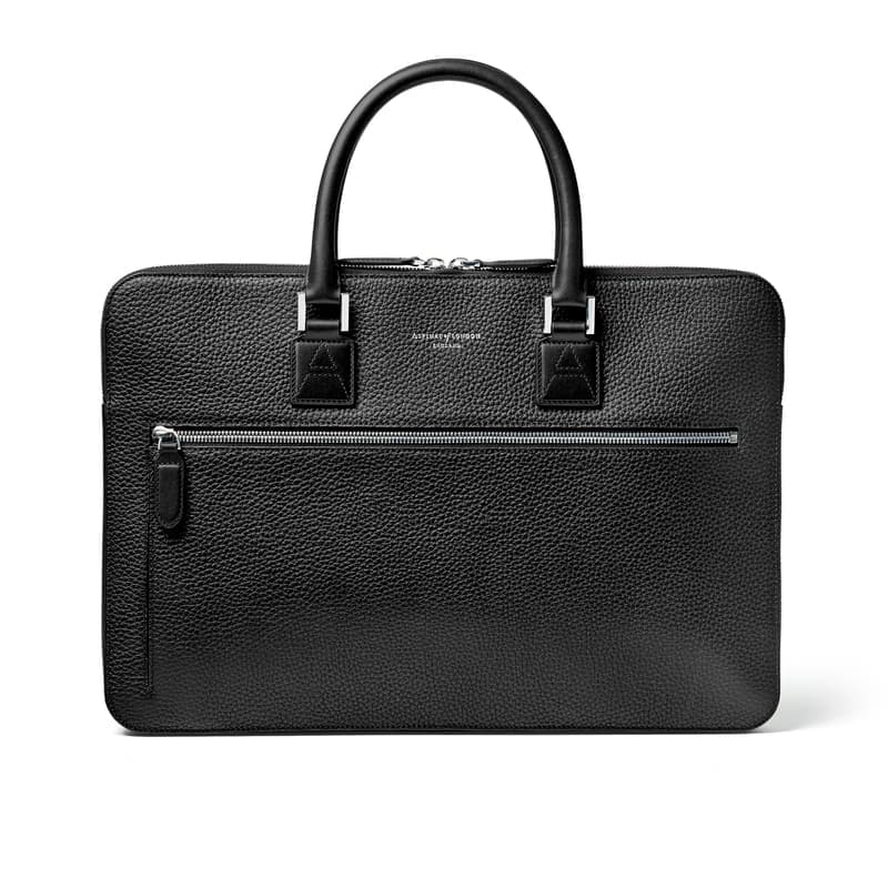 Aspinal of London Connaught Folio in Black Pebble