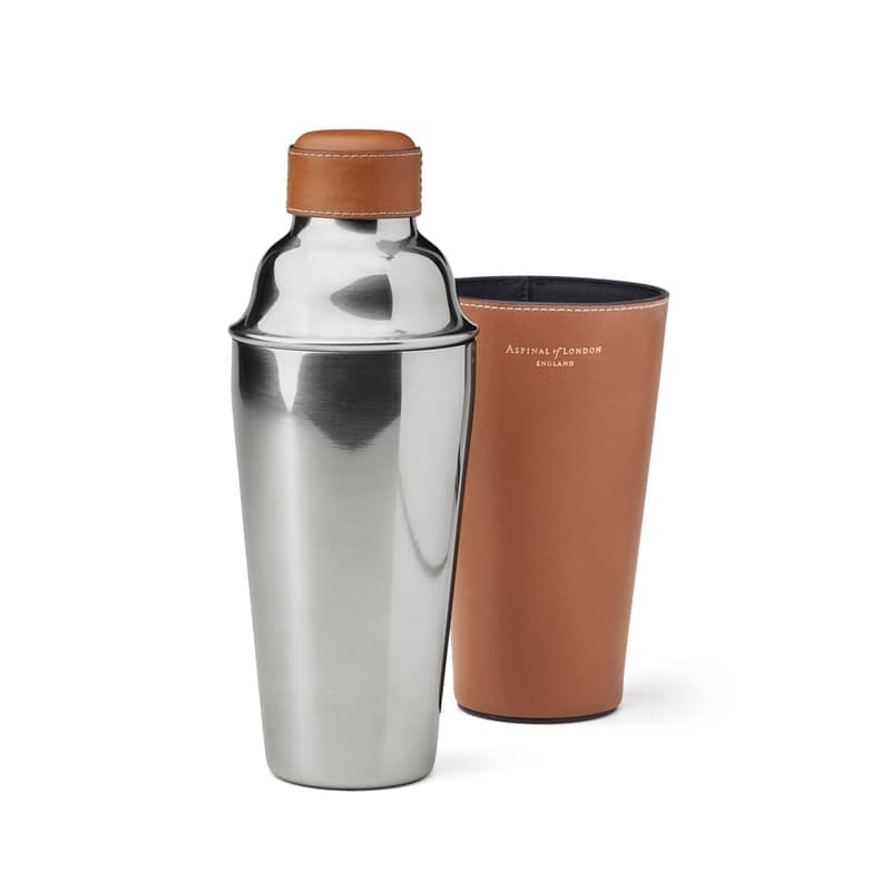 Aspinal of London Cocktail Shaker in Smooth Tan
