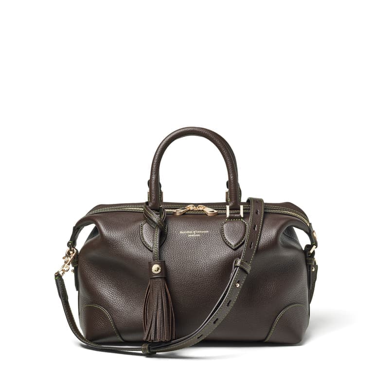 Aspinal of London Hudson Midi in Chocolate Milled Pebble