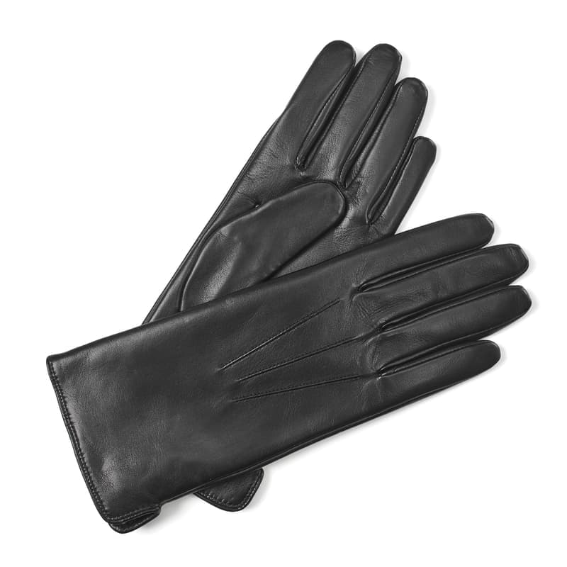 Aspinal of London Women's Leather Gloves in Black Nappa with Cashmere Lining