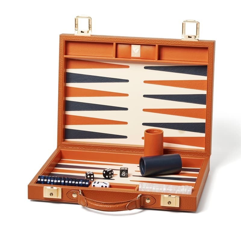 Aspinal of London 13-inch Backgammon Set in Marmalade Pebble