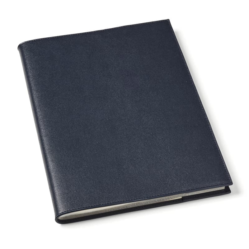 Aspinal of London A4 Refillable Luxury Journal in Navy Saffiano