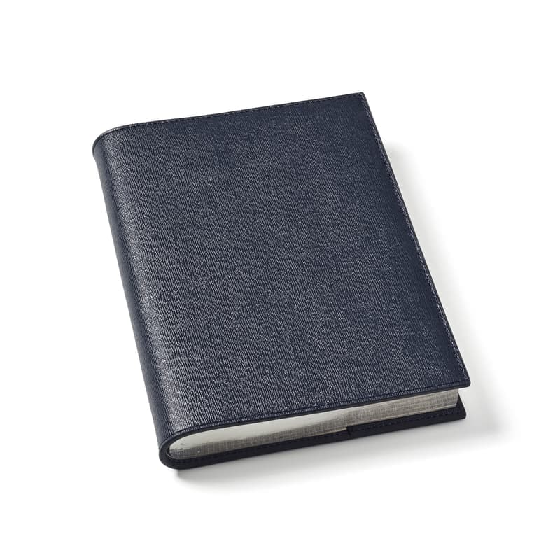 Aspinal of London A5 Refillable Luxury Journal in Navy Saffiano