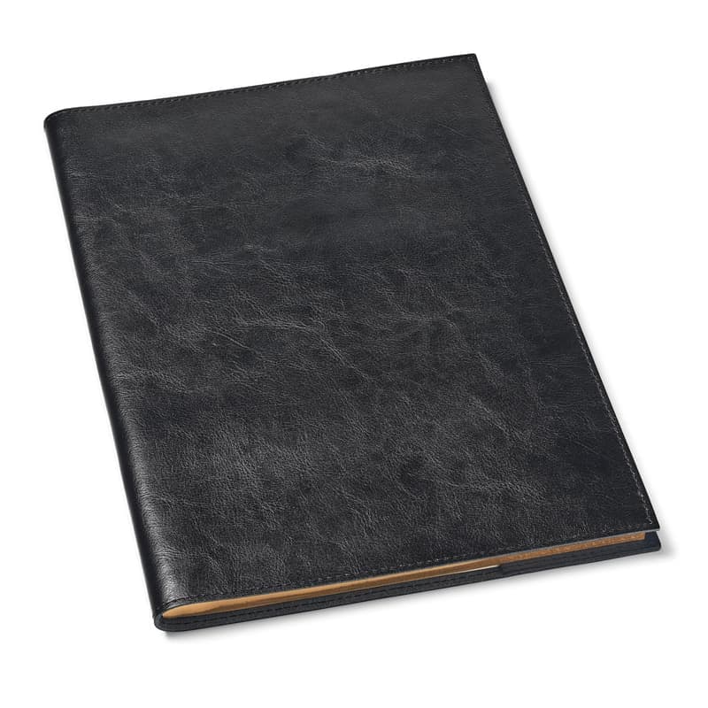 Aspinal of London Rustic A4 Refillable Leather Journal in Smooth Black