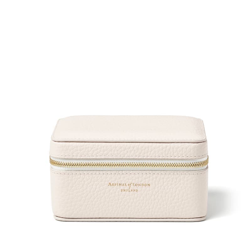 Aspinal of London Travel Watch & Ring Box Ivory Pebble