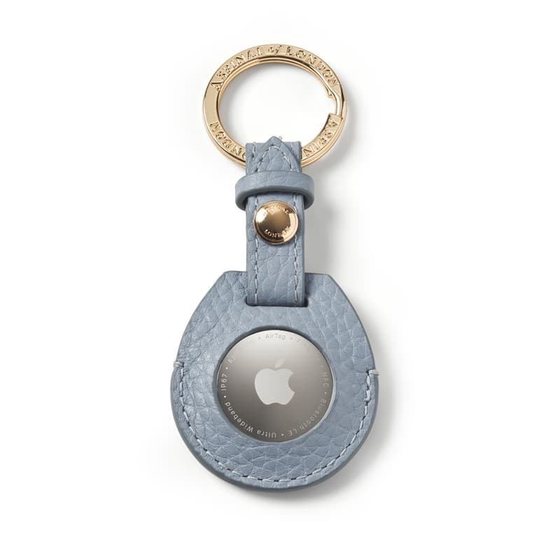 Aspinal of London AirTag Key Ring in Sky Blue Pebble