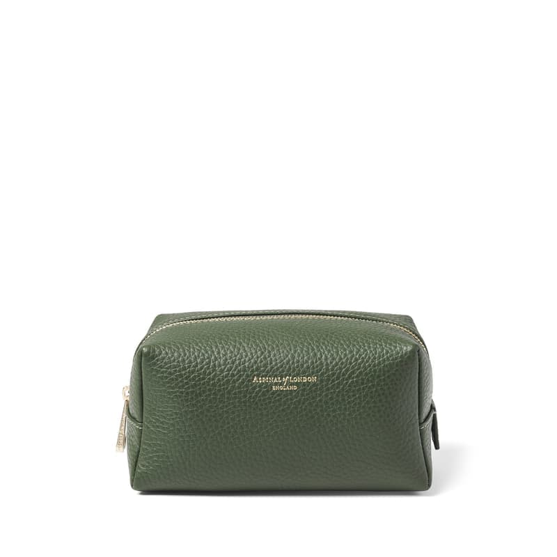 Aspinal of London Makeup Bag in Racing Green Pebble