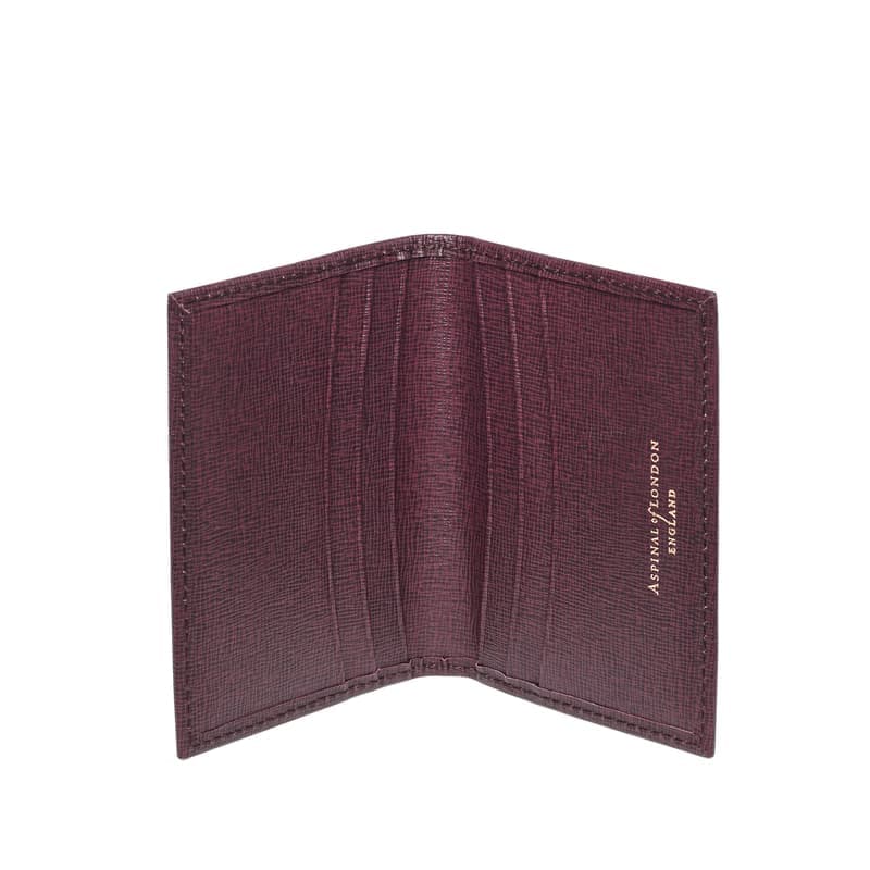 Aspinal of London Double Fold Credit Card Holder in Burgundy Saffiano