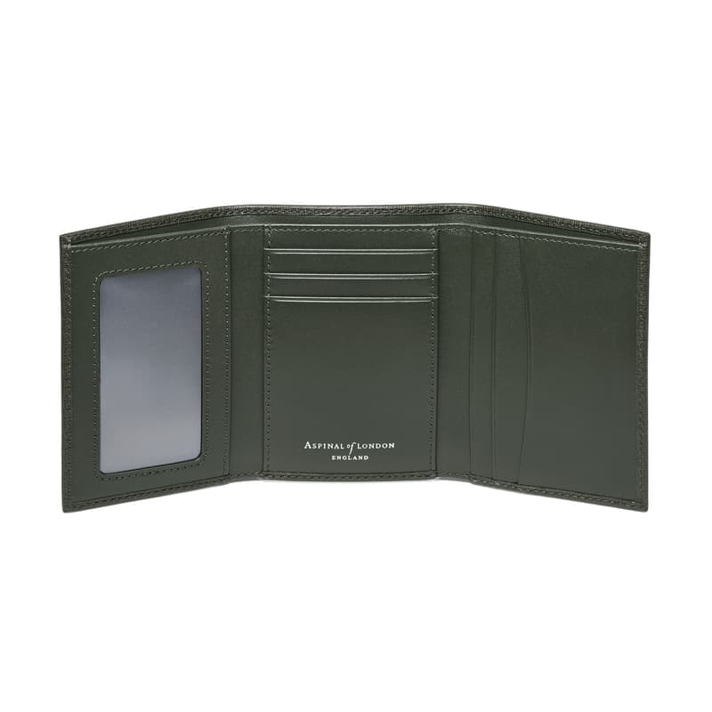 Aspinal of London Trifold Wallet in Forest Green Saffiano