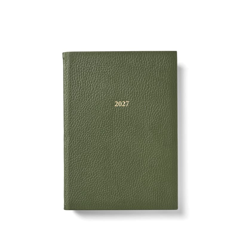 Aspinal of London 2027 A5 Week to View Diary in Racing Green Pebble