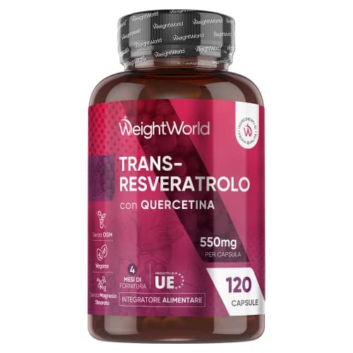 Resveratrolo 120 Capsule 550 mg - Naturale Antiossidanti Integratori con Proprietà Antinvecchiamento e Antinfiammatorie