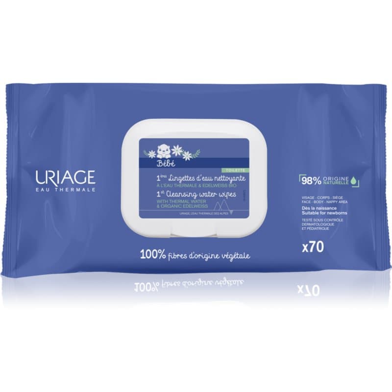 Uriage Bébé 1st Cleansing Wipes toalhitas de limpeza para crianças 70 un.